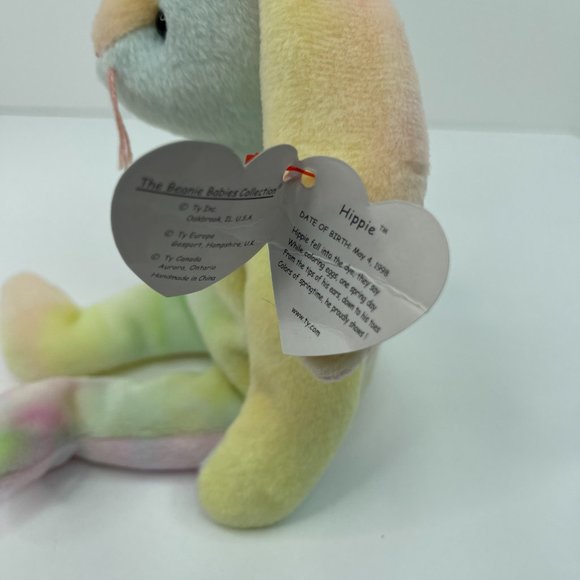 Rare Rainbow 1998 Ty Beanie Baby: Hippie the Tie Dye Bunny Rabbit W/Tag - Picture 3 of 5